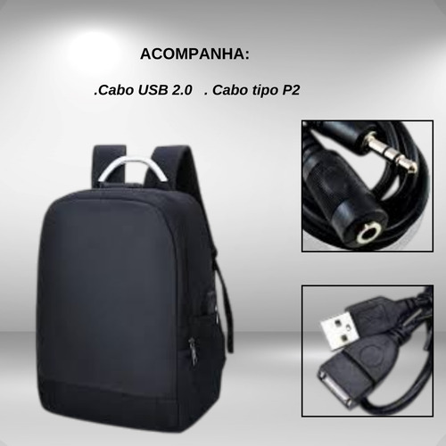 Mochila TheVisionaries Antifurto Executiva Com Cadeado Trava Segurança Porta Usb Saída Fone Ouvido Compartimento Notebook Resistente Reforçada Grande Anti Furto Unissex Masculina Feminina Trabalho