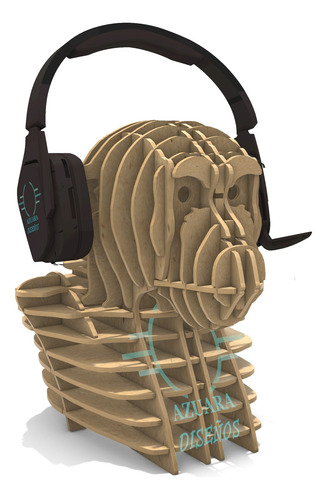 Cabeza Mono Monkey Puzzle 3d Soporte Audifonos