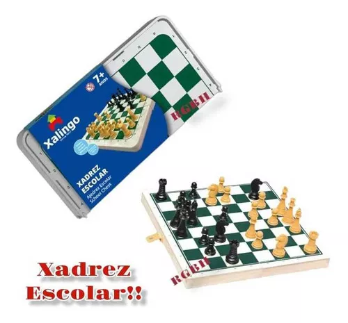 Jogo De Xadrez Escolar Em Caixa De Madeira - Xalingo 60087