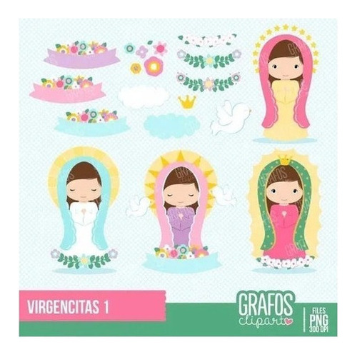 Kit Imprpimible Virgencitas Porfi-  Cliparts