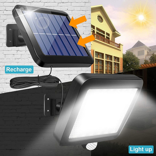 Lámpara Solar De Pared Led Con Cable De 5 M