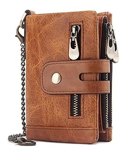 Hombres Wallet Con Cadena Rfid Bloqueo De Cuero C5t8h