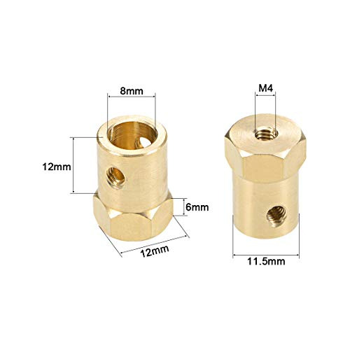 Uxcell Hex Coupler 8mm Bore Motor Hex Brass Shaft Coupling F