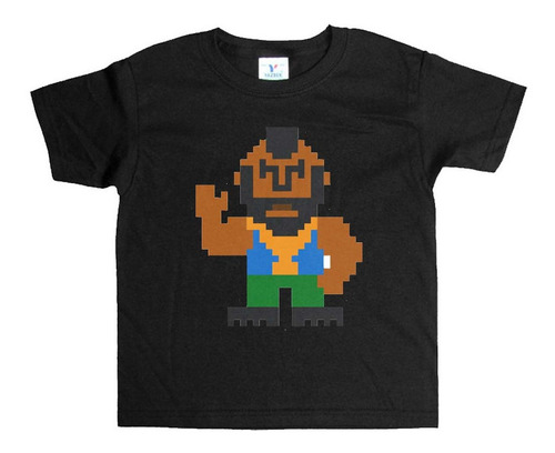 Remera Negra Adultos Pixel R37