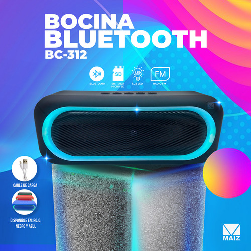 Bocina Portátil Bluetooth Altavoz Con Luz Led