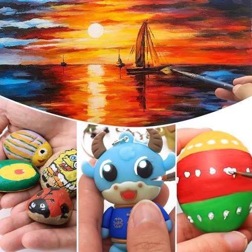 Juego De Pintura Acrílica Con 10 Pinceles Y 24 Colores, Pint