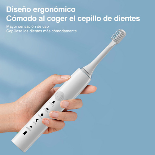 Cepillo Dental Electrico Recargable 8 Cabezales 5 Modo Blanco