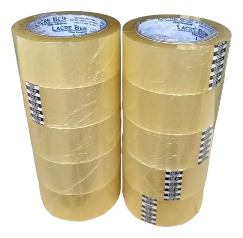 Fita Lacre Bem Adesiva de embalagem 100x45mm 10 unidades transpar...