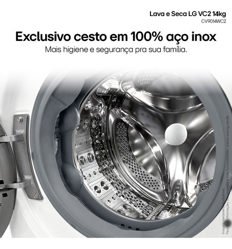 Lava E Seca LG Smart Vc2 14kg Branca Com Ia Cv9014wc2 - 127v