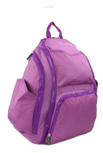 Pañalera Estilo Backpack Con Print Unisex Cloe Mom & Baby Un Color MORADO1 Diseño de la tela