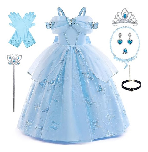 Vestido Princesa Para Niñas Disfraz Azul Para Cosplay Hallow