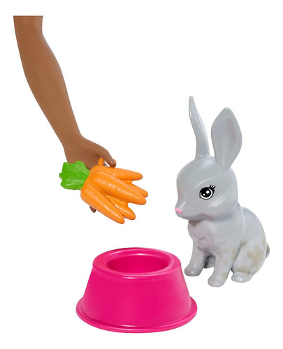 Barbie Play N Wash Pets Playset Con Muñeca Barbie Morena, 3