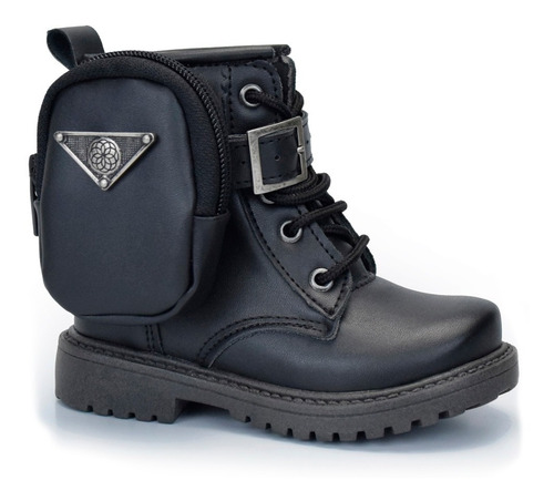 Bota Coturno Infantil Menina Com Bolsinha Ref 12116