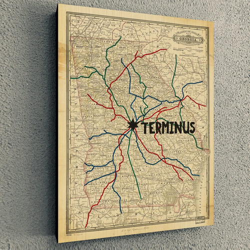 Cuadro De Serie The Walking Dead Terminus Map 30x40x4cm