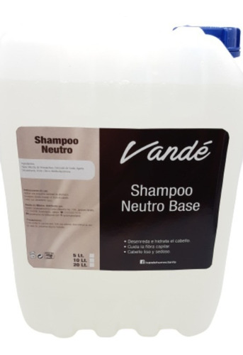 2 Piezas Shampoo Neutro Base Transparente20l/ 0%sulfatos