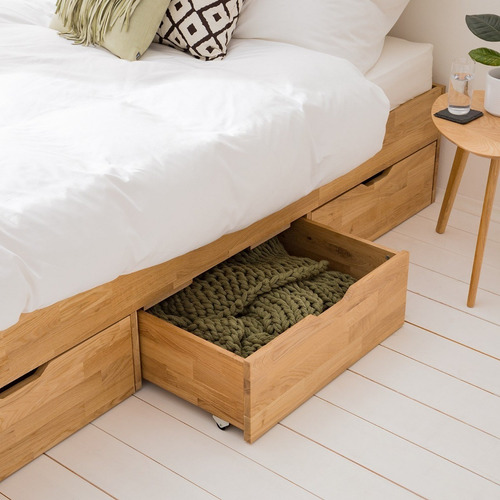 Imagen 3 de 5 de Cama Con Almacenaje De Madera 100% Roble Ref: Maciza42