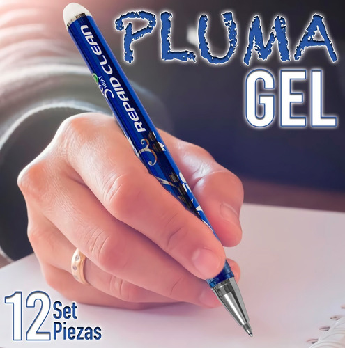 Imagen 2 de 7 de Set 12 Plumas Gel Punto 0.5 Mm Borrable Friccion C72-078