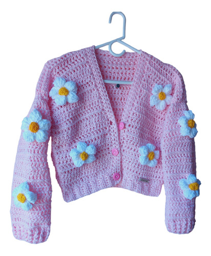 Cardigan Aesthetic Coquette Tejido A Mano Flores 3d