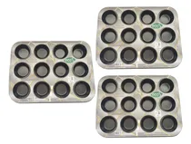 Comprar 3 Formas Assadeiras Cupcakes Antiaderente 12 Cavidades
