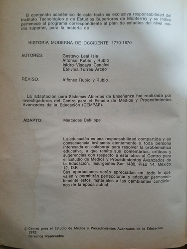 Historia Moderna De Occidente 1770-1870- Sa (Usado)