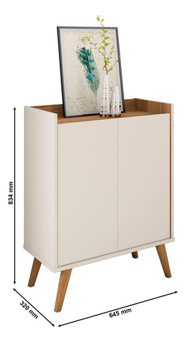 Buffet Aparador 2 Portas Mark Potenza - Off White Com Nature