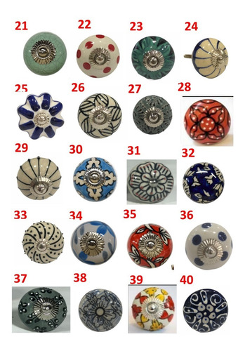 Imagen 4 de 7 de Pack X8 Tiradores De Cerámica Manija Cajones Muebles Perilla