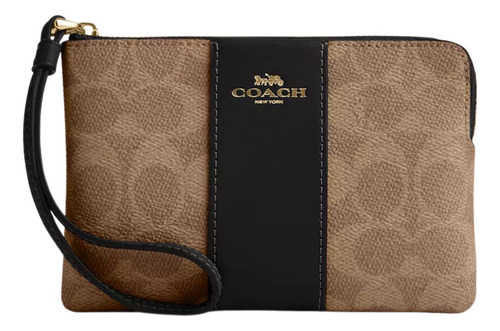 Monedero Coach Corner Zip Wristlet Signature Canvas