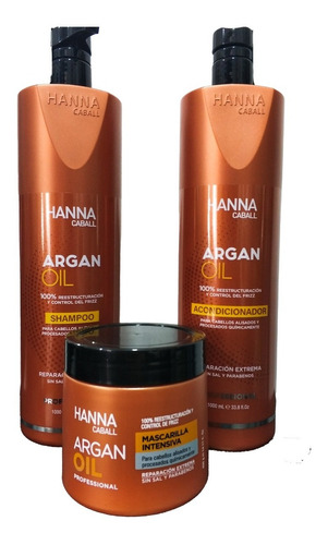 Kit 2 Hanna Caball Aceite De Argan Cabellos Alisados 1 Litro