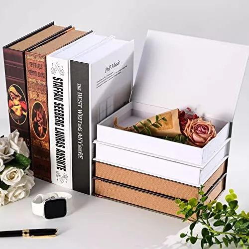 Conjunto De 4 Cajas De Libros Decorativas De Tapa Dura