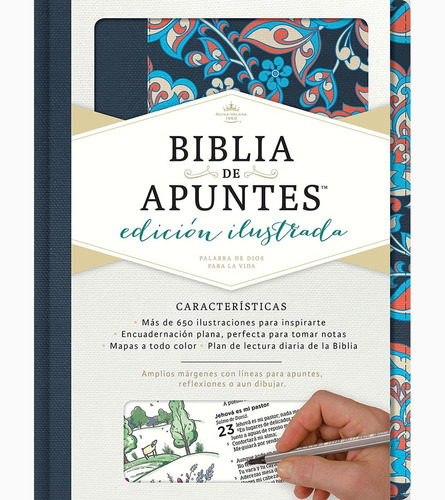  Biblia De Apuntes Piel Azul Floral Rvr60