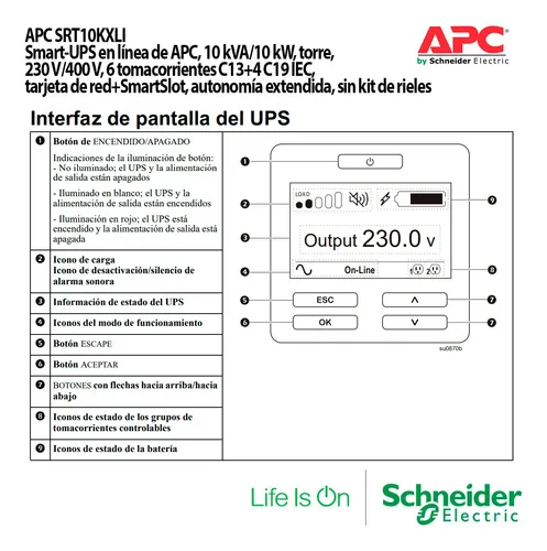 Smart Ups On Line Apc Srt10kxli Aut Extendida 10000va