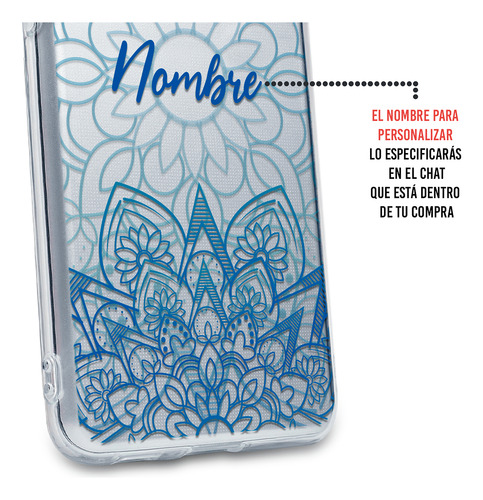 Funda Para Cubot Mandala Azul Personalizada Con Tu Nombre