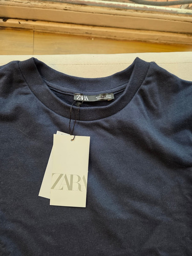 Buzo Zara Talle Small Azul Cuello Redondo Mujer Elastizado