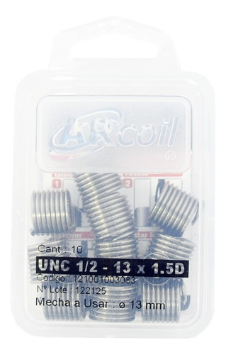 Insertos Para Roscas 1/2 13 Hilos Unc 1.5d Arcoil Pulgadas