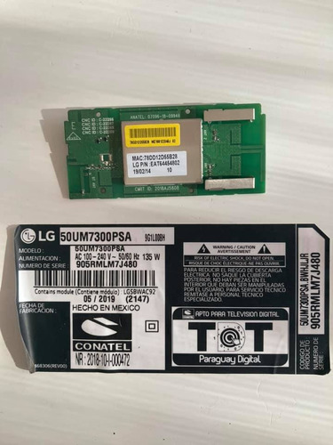 Modulo Wifi / Modulo Rf Lgsbwac92 Televisor LG 50um7300psa (Usado)