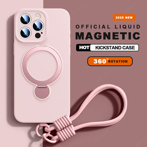 Funda De Teléfono Con Cordón Magnético De Silicona Líquida Para iPhone 16 Plus 13, 15, 14, 16 Pro, Correa De Carga Máxima, Funda Blanda
