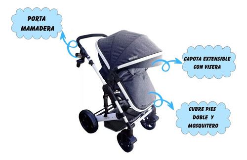 Imagen 5 de 9 de Coche Moisés Lanin 3 En 1 Travel System Mega Baby T.oficial