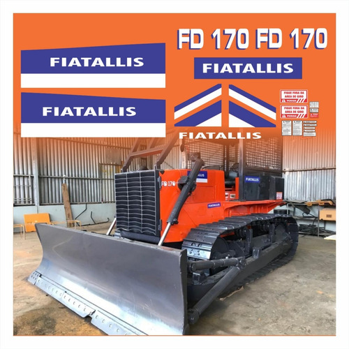 Kit Etiquetas Adesivo Trator Esteira Fiatallis Fd 170