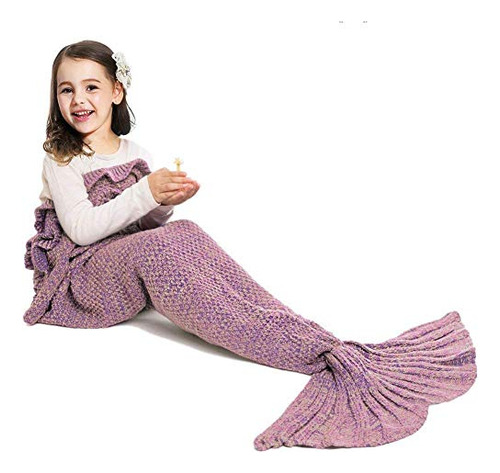 Manta De Cola De Sirena Niños, Hecha Mano De Crochet