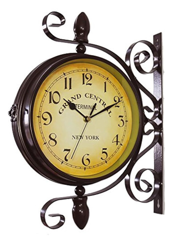 Kiaotime Vintage Doble Cara Reloj De Pared Hierro Metal Sile