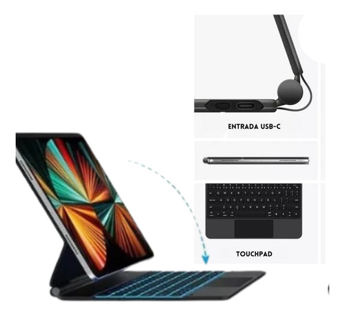Teclado Magic Para iPad Air 13 Chip M3 - Ergonômico