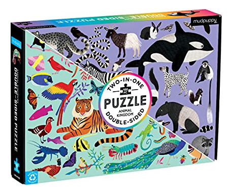 Mudpuppy Animal Kingdom Double-sided Puzzle,m