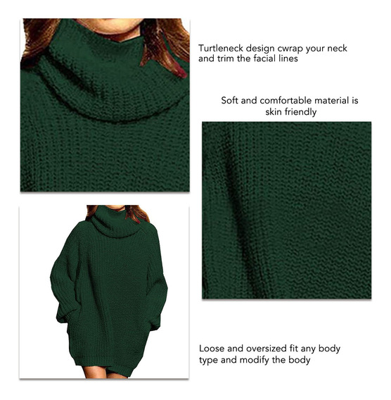 Vestido Tipo Suéter Con Cuello Alto Y Manga Larga, De Gran T | Cuotas sin interés Vestido Tipo Suéter Con Cuello Alto Y Manga Larga, De Gran T | Cuotas sin interés