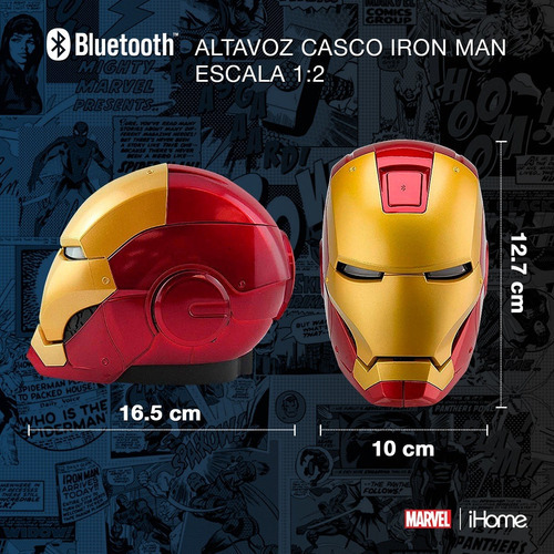 Bocina Bluetooth Marvel Casco Ironman Ihome Color Rojo