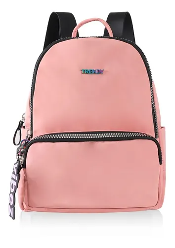 Mochilas Mujer Eco Cuero Antirobo Trendy Urbana Llavero