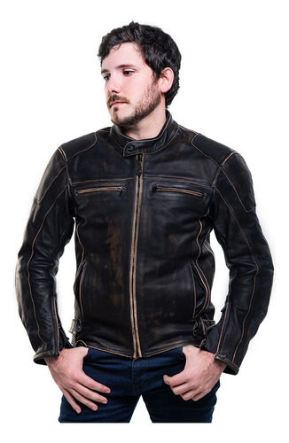 Imagen 2 de 10 de Campera Cuero Moto Stav Style 2 Protection Shock Control