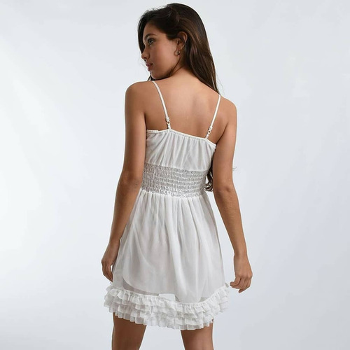 Vestido Solera Corta De Tul Y Encaje, Talle Xs