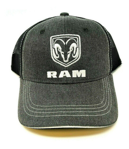 Gorra Dodge Ram Logo Grey Denim Black - A Pedido_exkarg