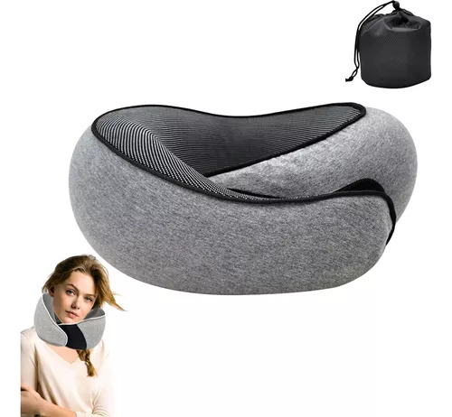 Reposacabezas De Viaje Con Velcro Gris En Forma De U