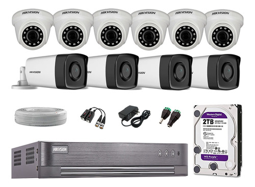 Kit 10 Cámaras Seguridad It3f Hikvision Full Hd 2tb | 40m Ir